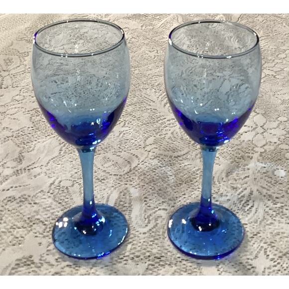 2 CRISTAR Cobalt Blue Wine Glasses Water Goblets 10 oz Copa Versalles Columbia - Picture 5 of 8
